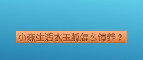 《小森生活》水玉狐抓捕攻略（如何在游戏中成功抓住水玉狐？）