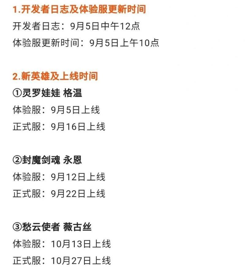 英雄联盟优化更新的上线时间是什么时候？